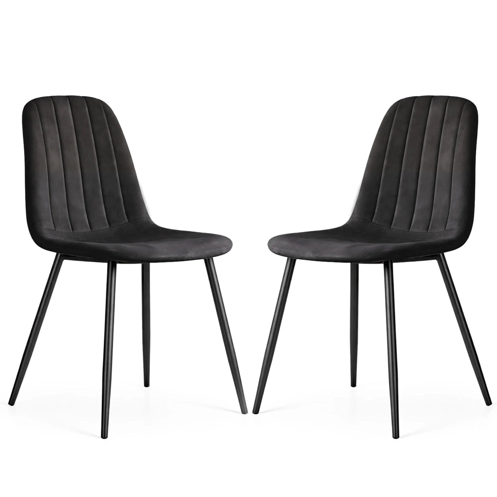 Set di 2 Sedie in velluto trapuntate LUMO Nero gambe nere