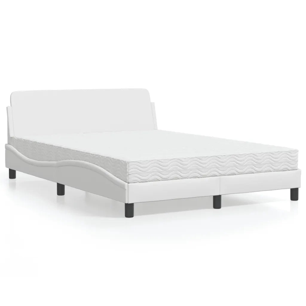 Letto con Materasso Dover Bianco 140x190 cm in Similpelle