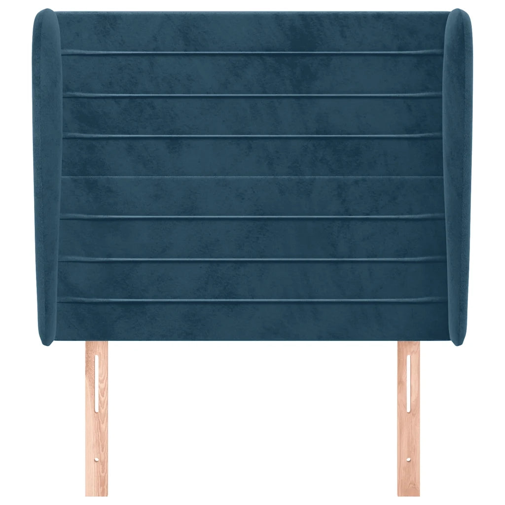 Testiera | Testata ad Orecchio Blu Scuro 83x23x118/128 cm in Velluto