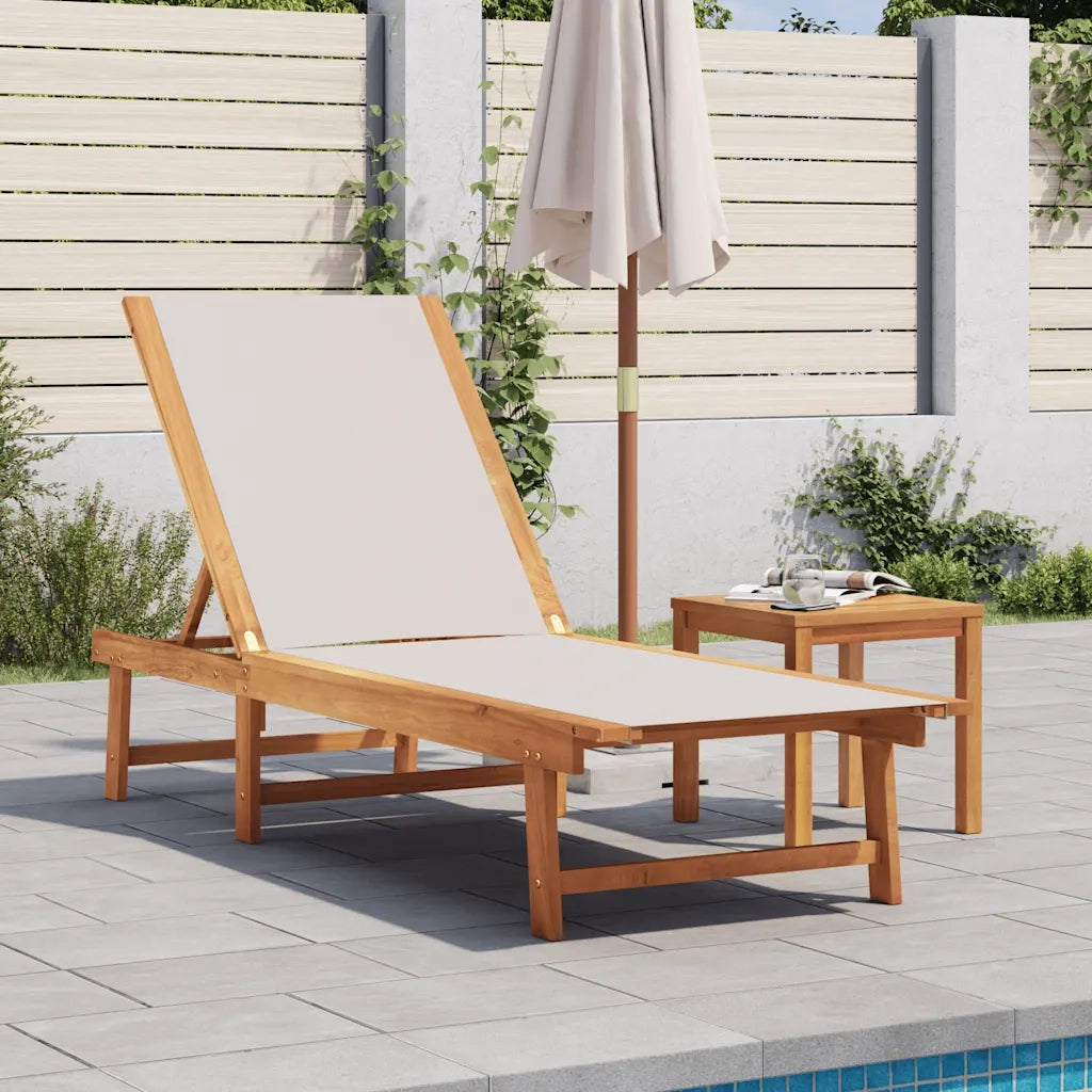 vidaXL Lettino Prendisole con Tavolo Grigio Massello Acacia Textilene