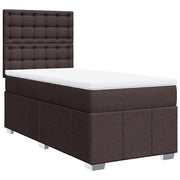 Letto singolo | Letto per adulti | Giroletto a Molle con Materasso Marrone Scuro 90x200 cm Tessuto