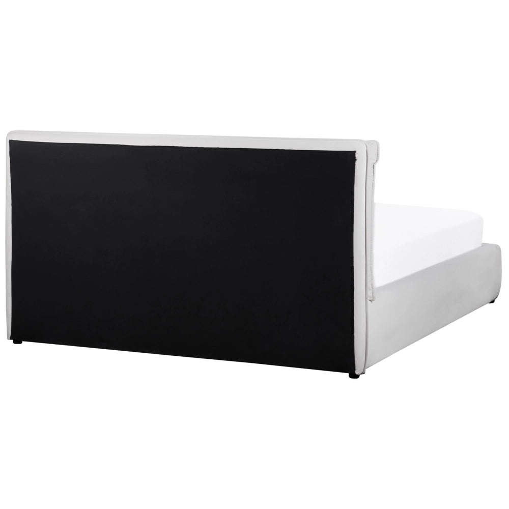 Letto matrimoniale colore bianco crema con vano contenitore 160 x 200 cm camera da letto moderna