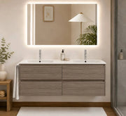 Mobile bagno componibile IBIZA QUATTRO con lavabo, senza specchio – Rovere smoky