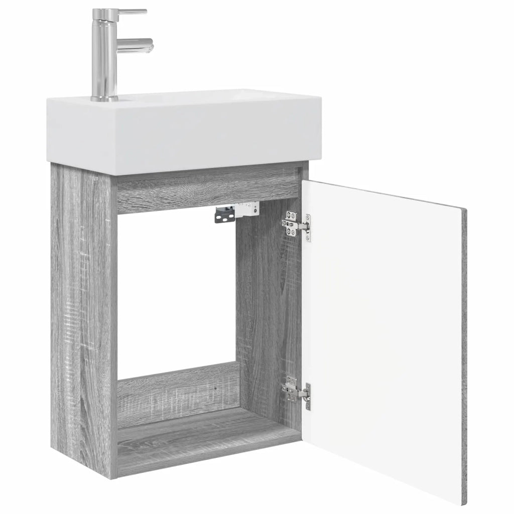 Mobile bagno con rubinetto Sonoma grigio 45,5 x 22,5 x 84 cm 889467