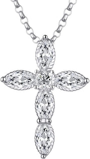 Collana a gancio con catena 45 cm + 3 cm, 925 Sterling Argento, con zaffiro zircone, regolabile