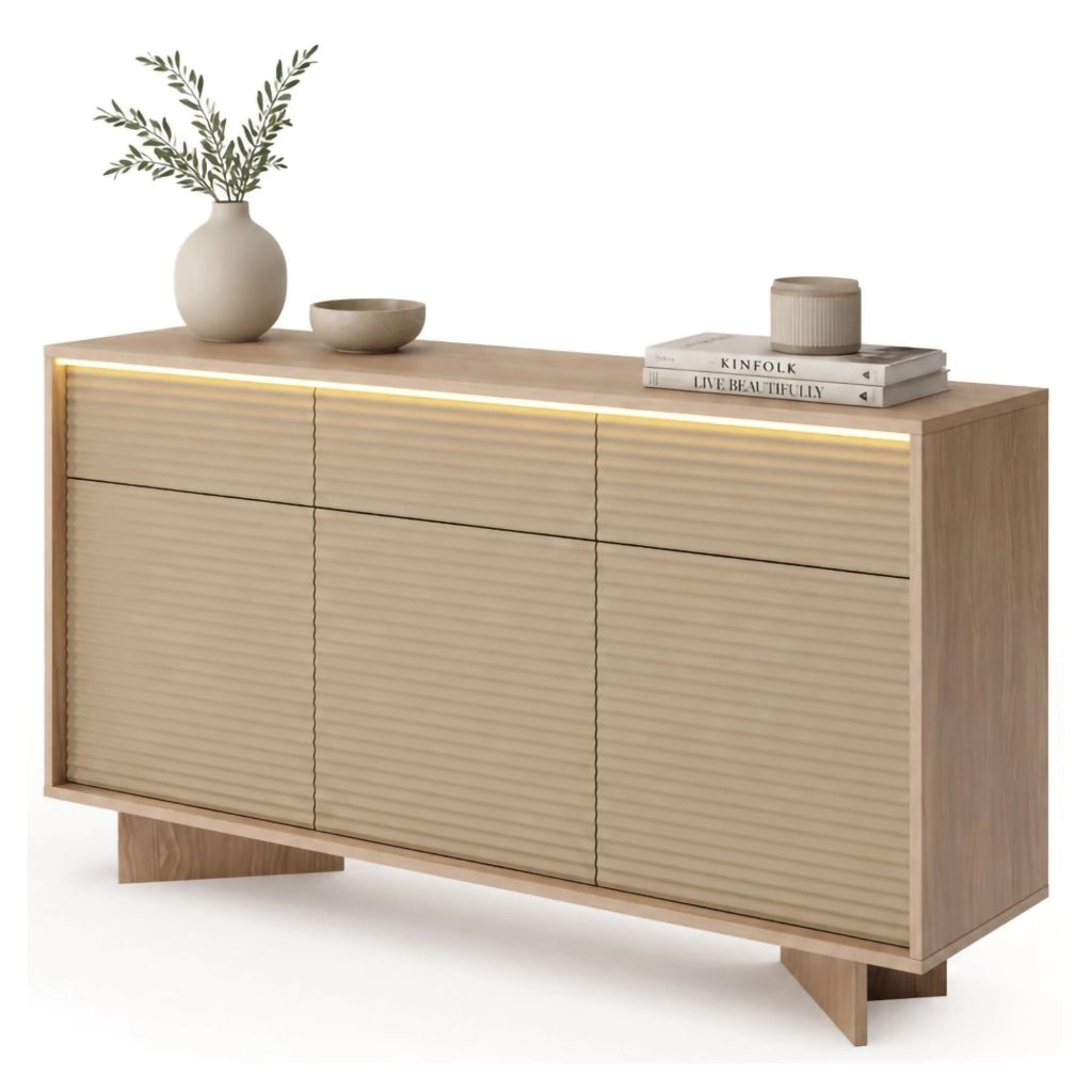 Madia Hatareta, Credenza 3 Cassetti, 154x40x84h cm Marrone Rovere