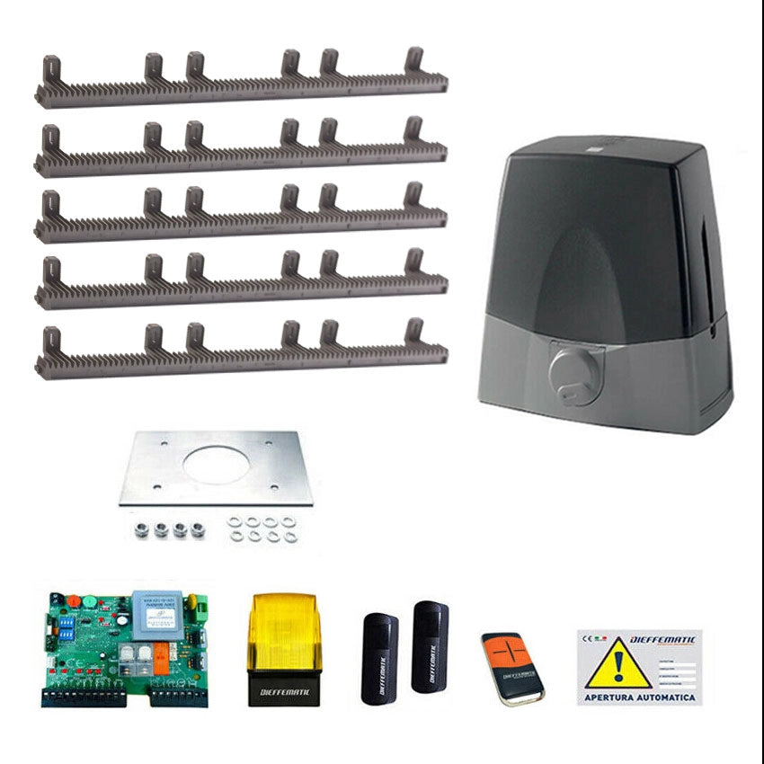 KIT MOTORE 1000KG SCORREVOLE AUTOMATICO CON 5 MT CREMAGLIERA NYLON 230V KV10