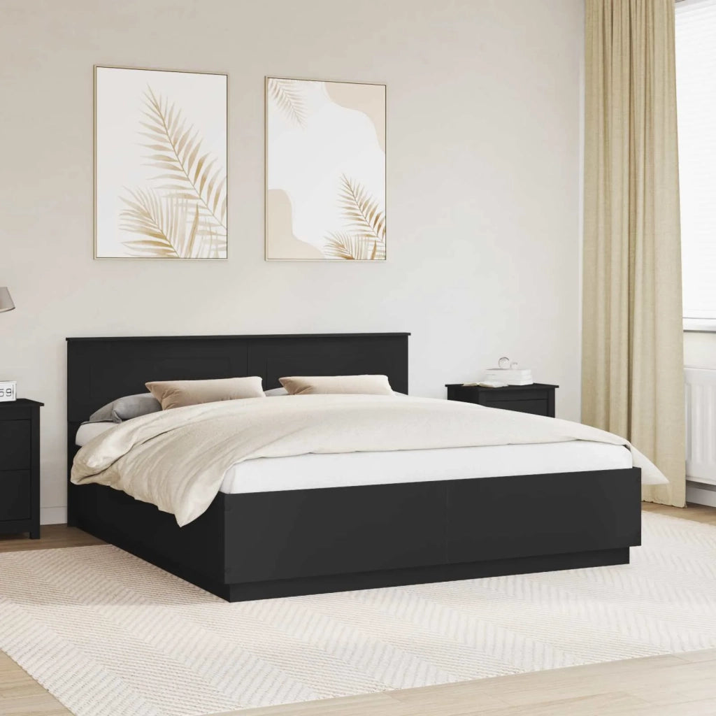 Struttura del letto Nero 200 x 200 cm Legno multistrato