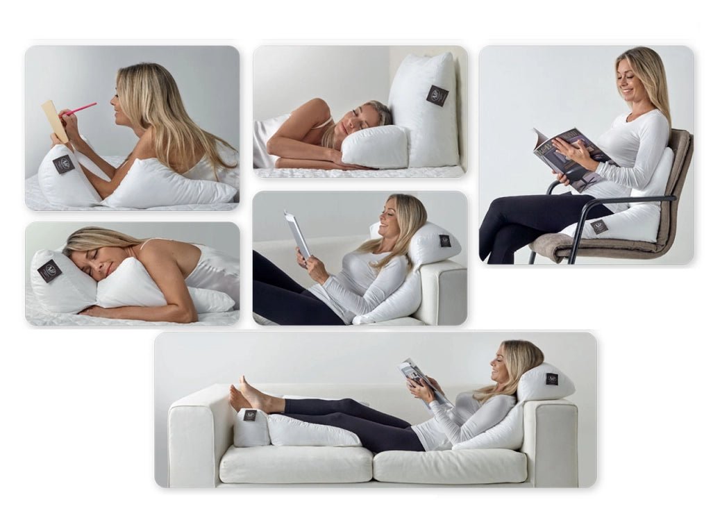 Cuscino Ergonomico Posturale Decapillow 10 Usi 1 Cuscino Multi Posizione Sostegno Gambe Spalle - Cuscino - Bianco