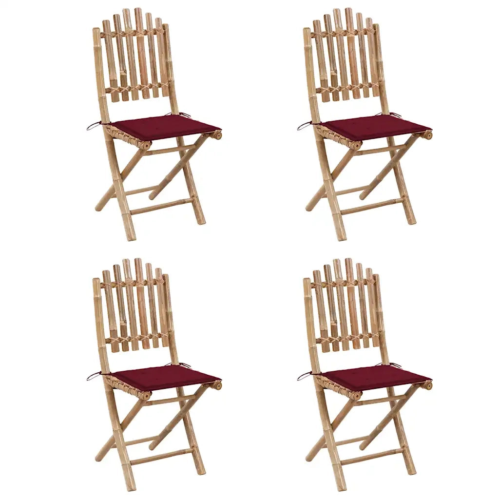 Set da Pranzo da Giardino 5 pz | Set Salotto da Giardino Pieghevole con Cuscini in Bamb¨´