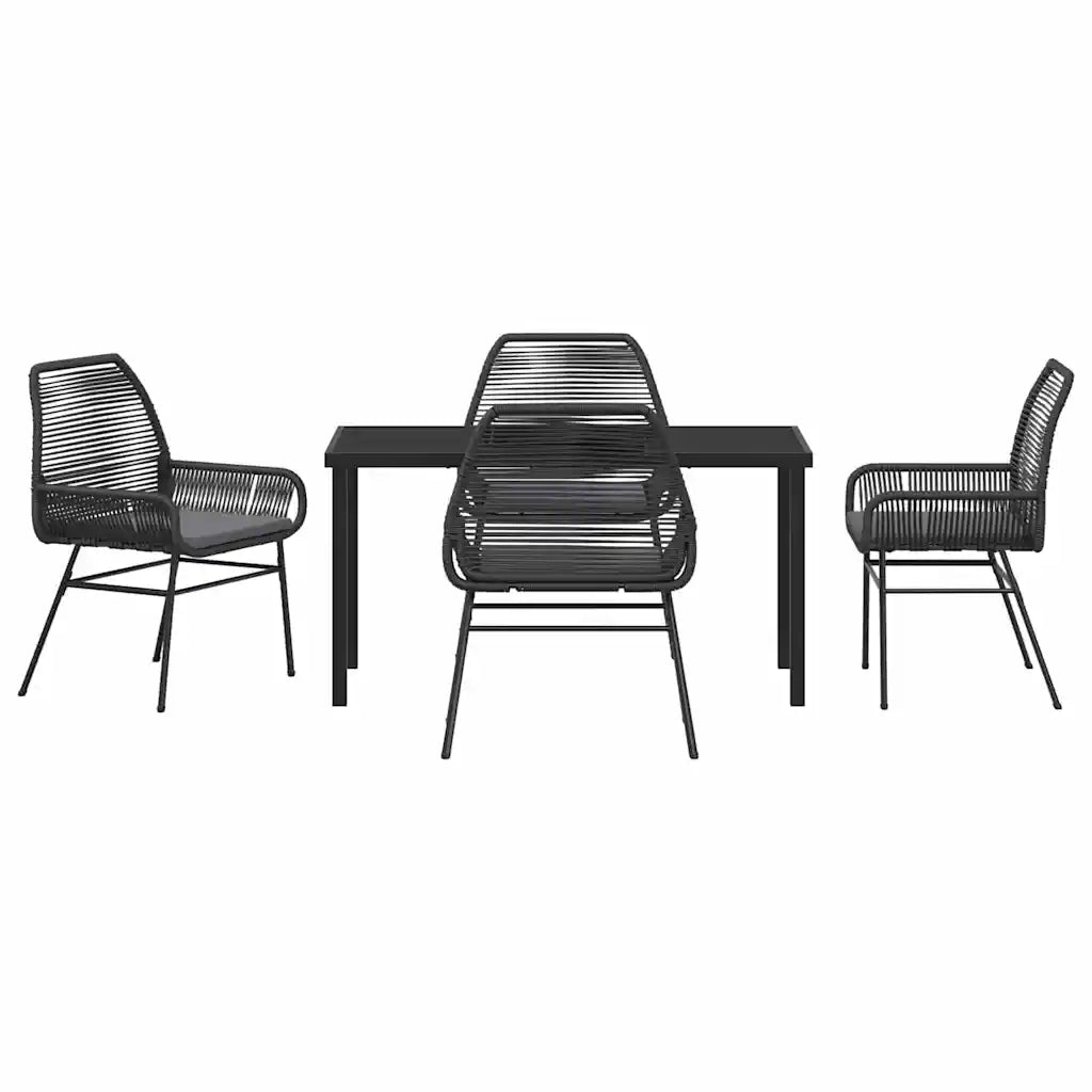 Set da Pranzo per Giardino con cuscino 5 pcs Nero polyrattan 3380871