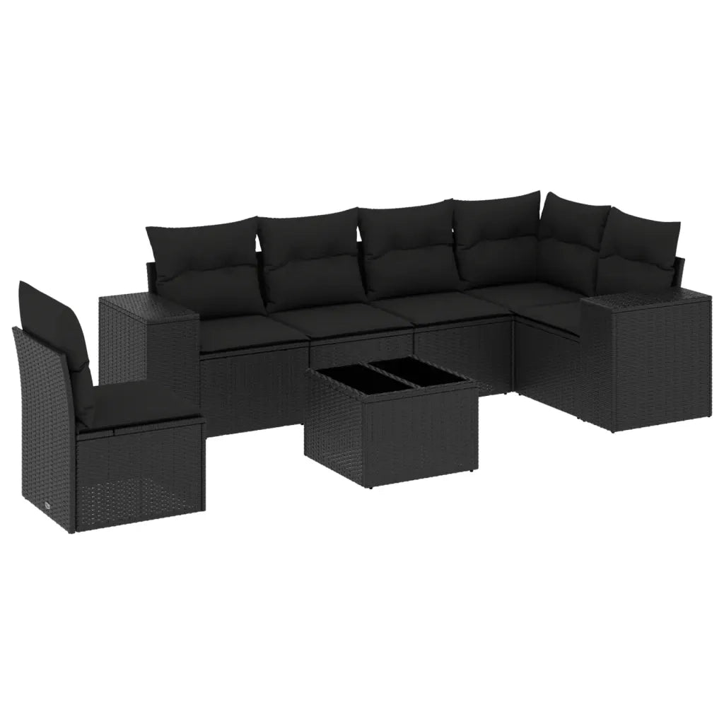 Set Divani da Giardino con Cuscini 7pz Nero Polyrattancod mxl 90226