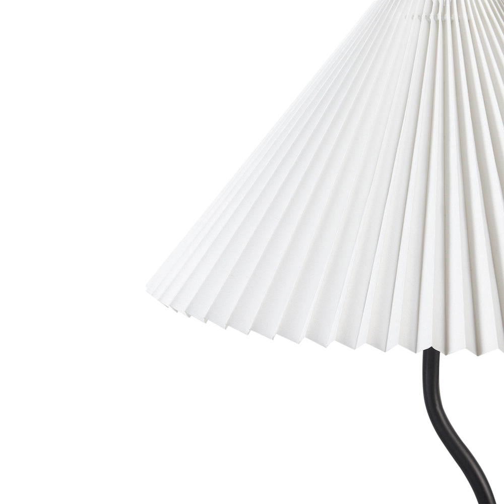 Lampada da terra Base metallica bianca e nera Paralume plissettato in plastica Stile retrò vintage