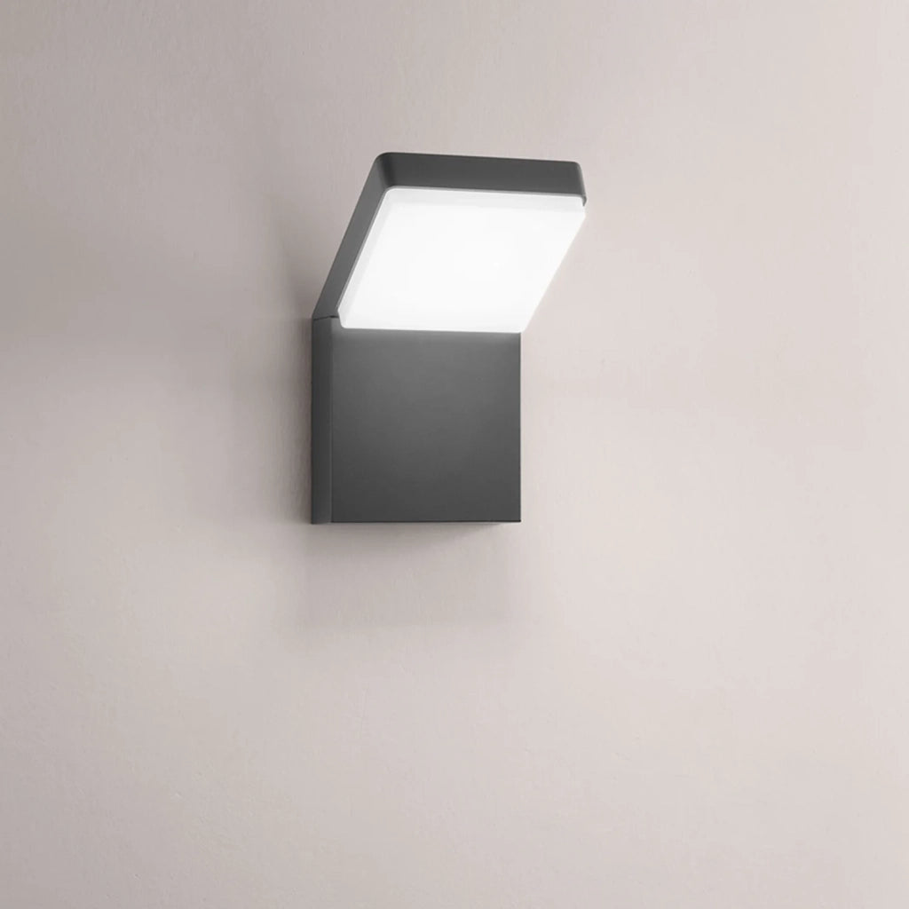 Applique Esterno Moderna Piega Alluminio Antracite Led 20W Dimmerabile Ip65