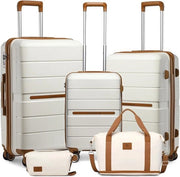 Set di bagagli per viaggiatori britannici 3 pezzi, bagaglio da viaggio leggero a 3 ruote con slot TSA - valigetta da cabina 4 ruote (55+66+76cm Bianco) Set di bagagli