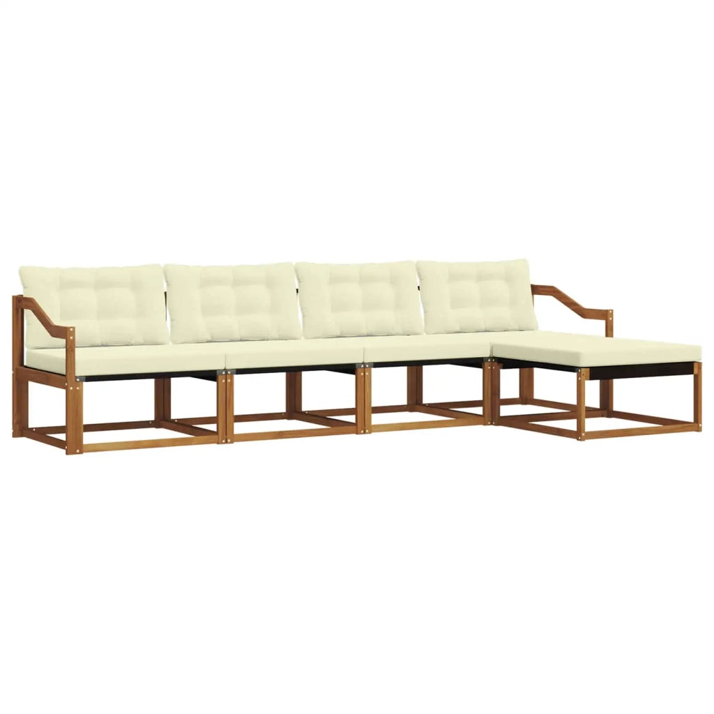 Set di divani da esterno con cuscino 5 pcs Naturale e Crema