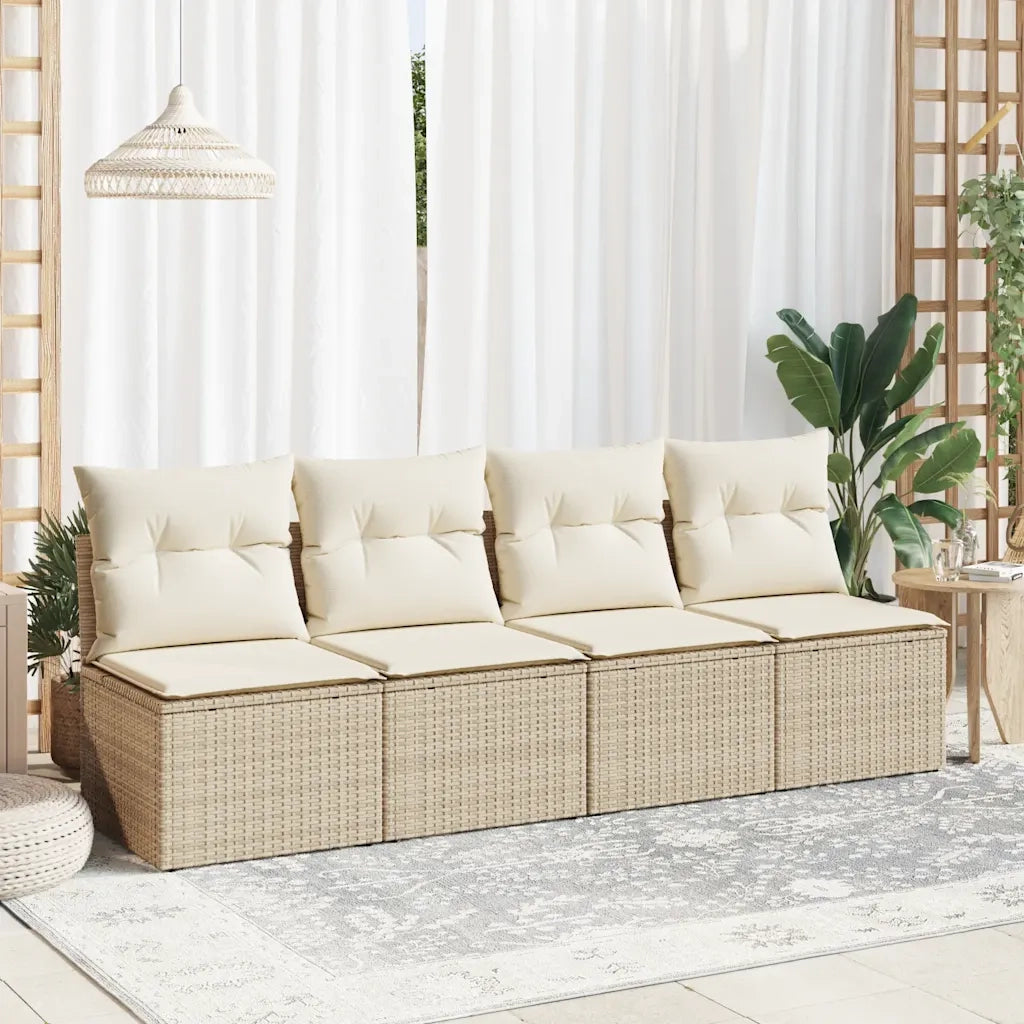 Set Divano da Giardino 2 pz con Cuscini Beige Polyrattan Acacia 3325234