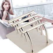 Supporto per piede in acciaio inossidabile, 4 pezzi, argento/nero, duraturo, per pedicure, manicure, stile invernale e altre trattamenti di bellezza