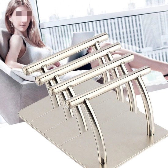 Supporto per piede in acciaio inossidabile, 4 pezzi, argento/nero, duraturo, per pedicure, manicure, stile invernale e altre trattamenti di bellezza