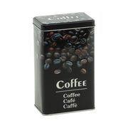 Set di 6 Scatole Latta Rettangolare Decorazione Caffe' 9x6x16 Cm