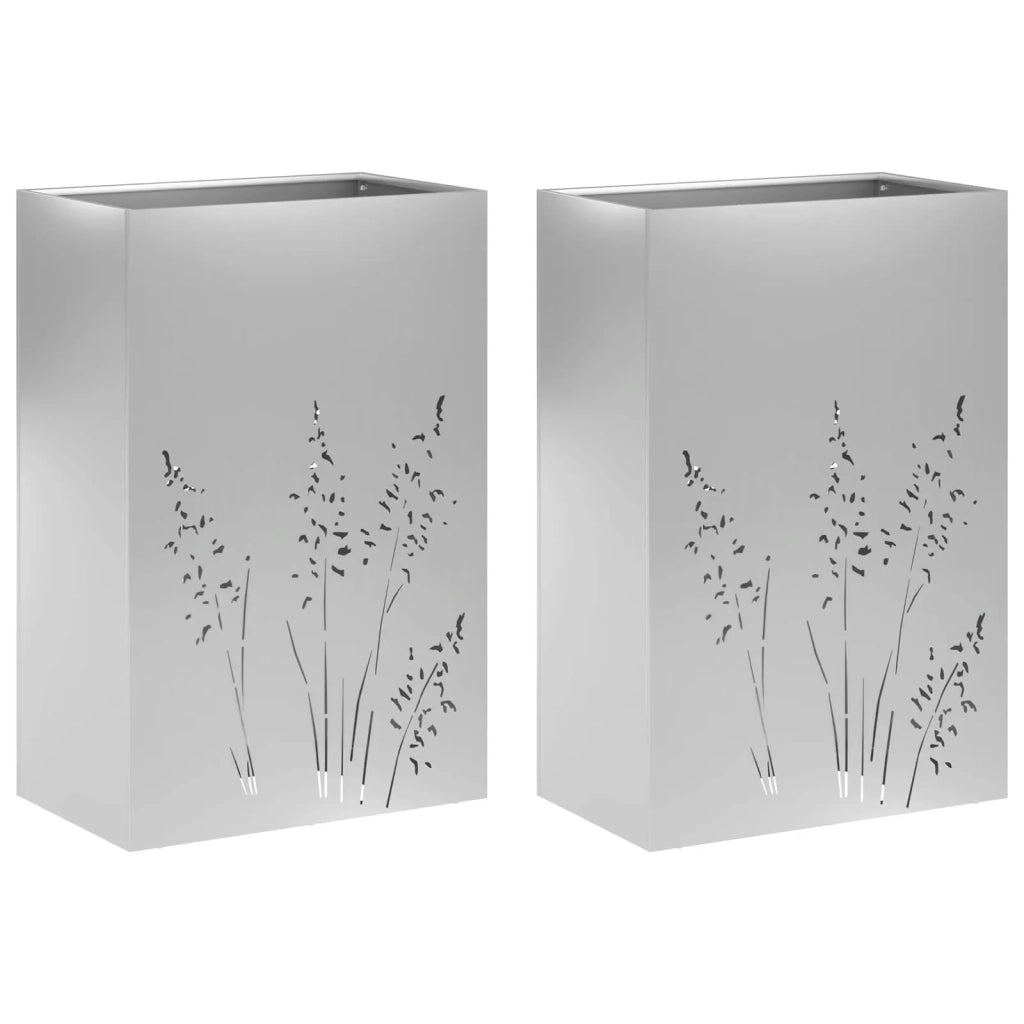 Vaso da giardino 2 pz Argento 50 x 30 x 75 cm Acciaio zincato 8005789