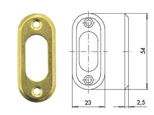 BOCCHETTA IN OTTONE PER CILINDRI OVALI 06027 00- - mm.23x54, spessore mm.2,5 (06027000) - 10 pezzi CISA