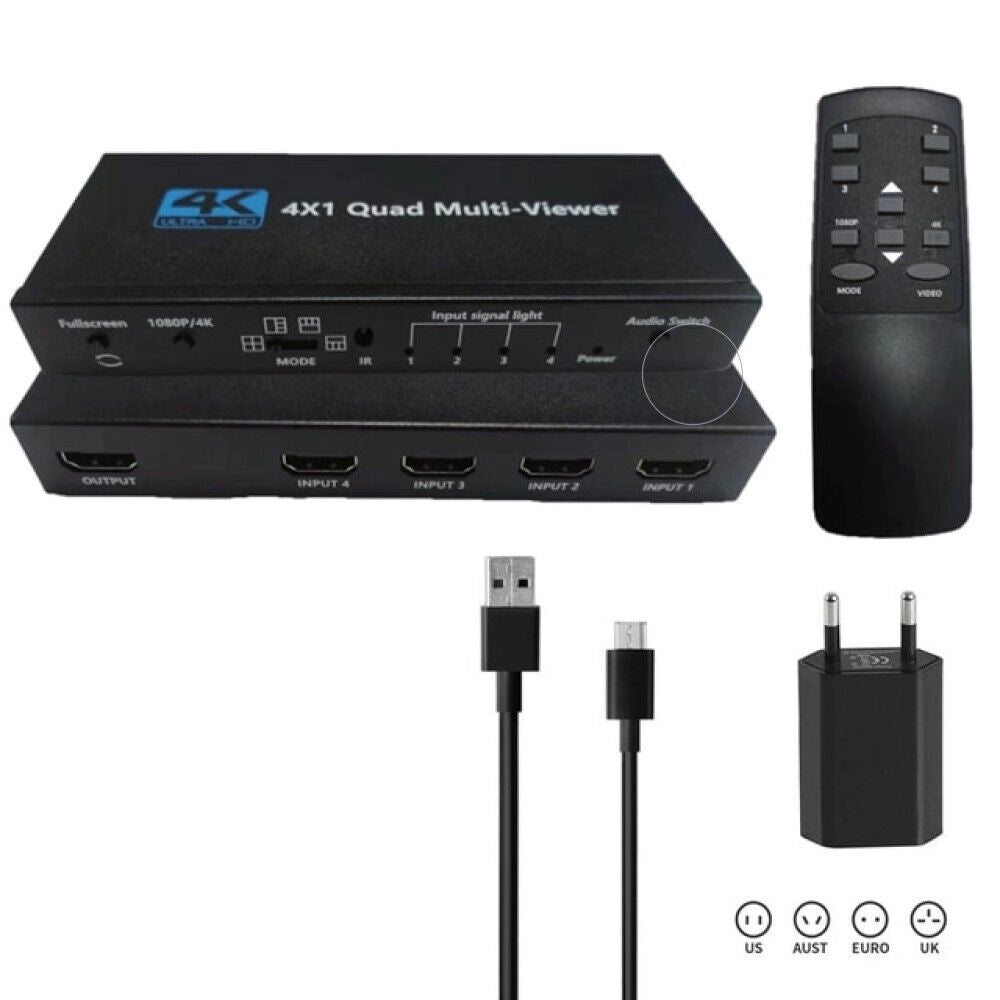 Splitter HDMI 4K Ultra HD switch sdoppiatore 4 porte TV console telecomando QZQF