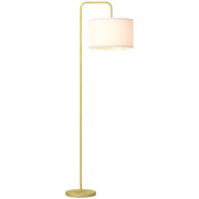 Lampada da Terra Moderna ¨C Xylo ¨C Paralume Lino Sintetico Bianco e Oro 64x38x163,5 cm