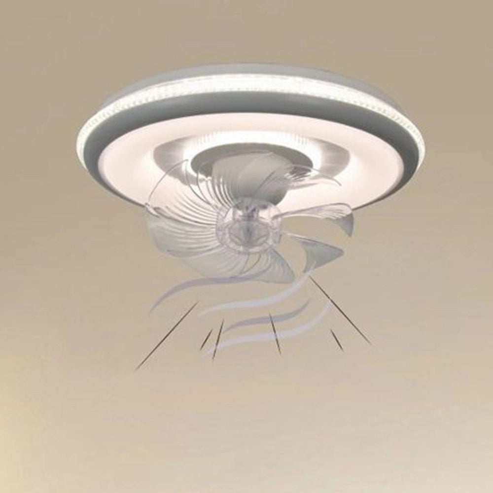 Trade Shop - Plafoniera A Ventola Luce 3200k-6500k Lampada Tonda Da Soffitto Ventilatore 33214 -