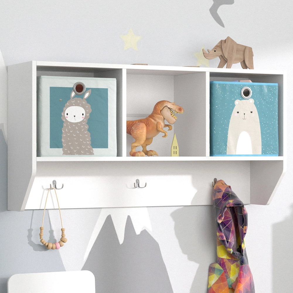 Vicco Scaffale a muro per bambini Bianco 31 x 56 cm con 2 scatole pieghevoli opt.2
