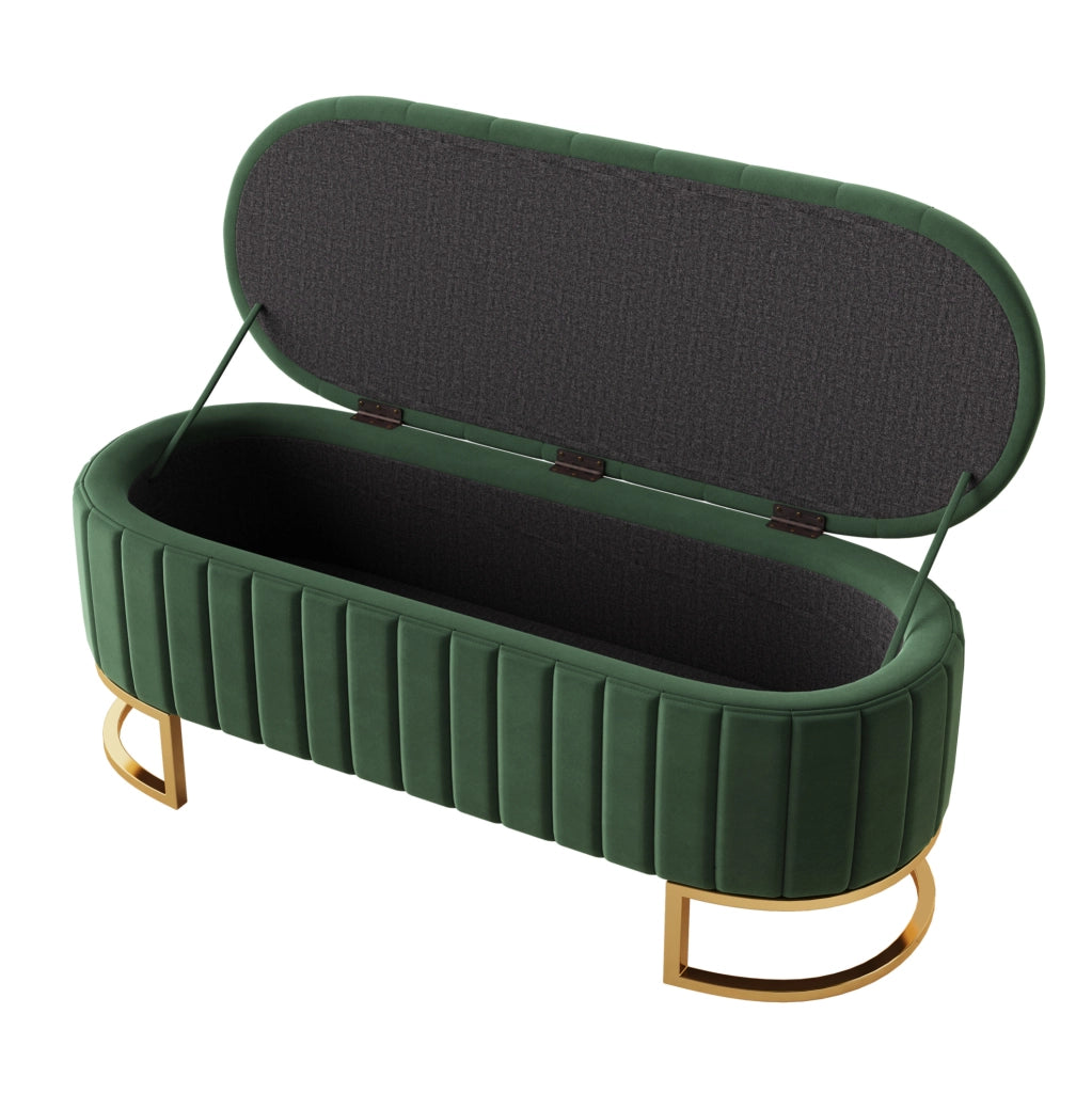 Panca contenitore 120x39，9x43 cm in velluto verde