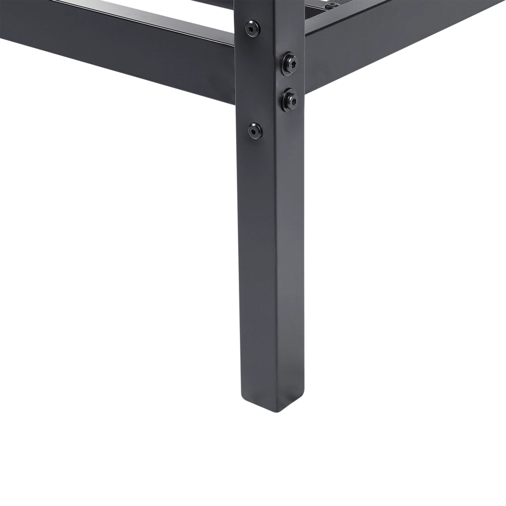 Letto matrimoniale a baldacchino con doghe e struttura in metallo nero 160 x 200 cm stile industriale moderno