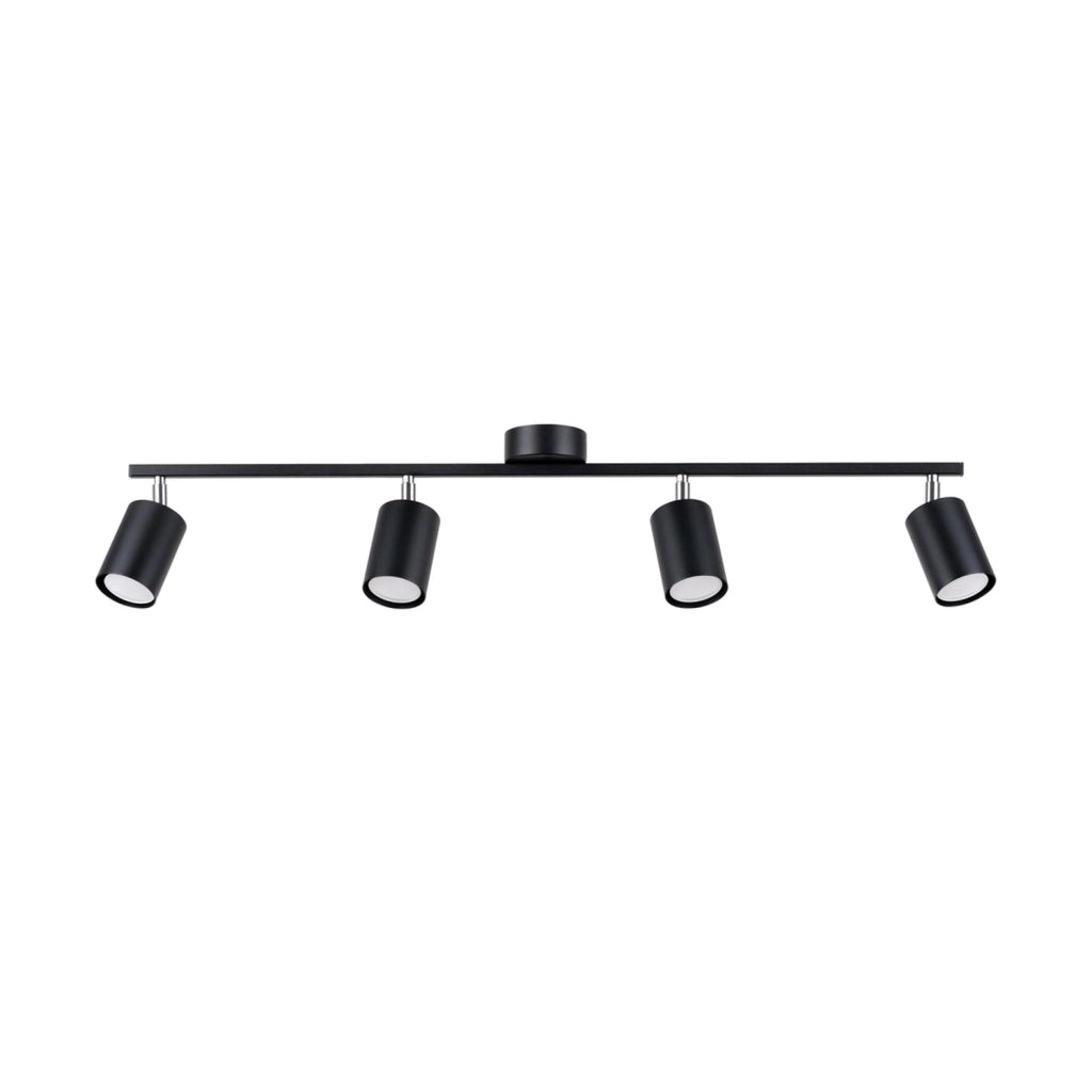 Spot soffitto moderno 4 luci nero GU10 4x10W Fjello
