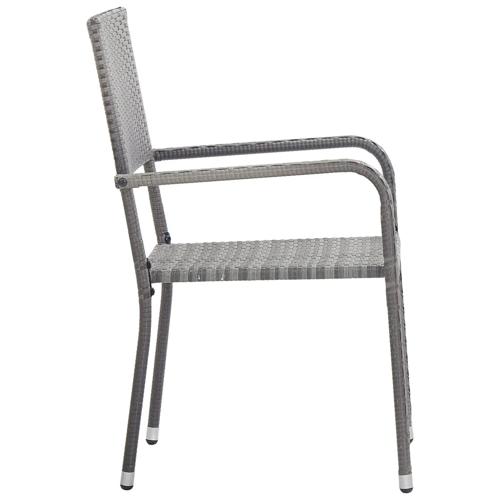 Set da Pranzo da Giardino 3 pz Nero Grigio Polyrattan e Acciaio 3203296