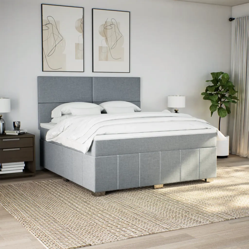 Giroletto a Molle con Materasso Grigio Chiaro180x200 cm Tessuto