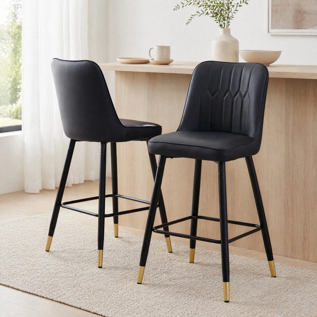 SGABELLI ALTI Set da 2 pezzi 100 cm PU nero e metallo