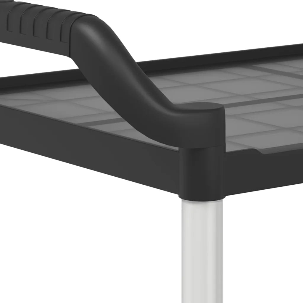 Carrello a 2 Ripiani Nero 99x50x97 cm in Alluminio 30324
