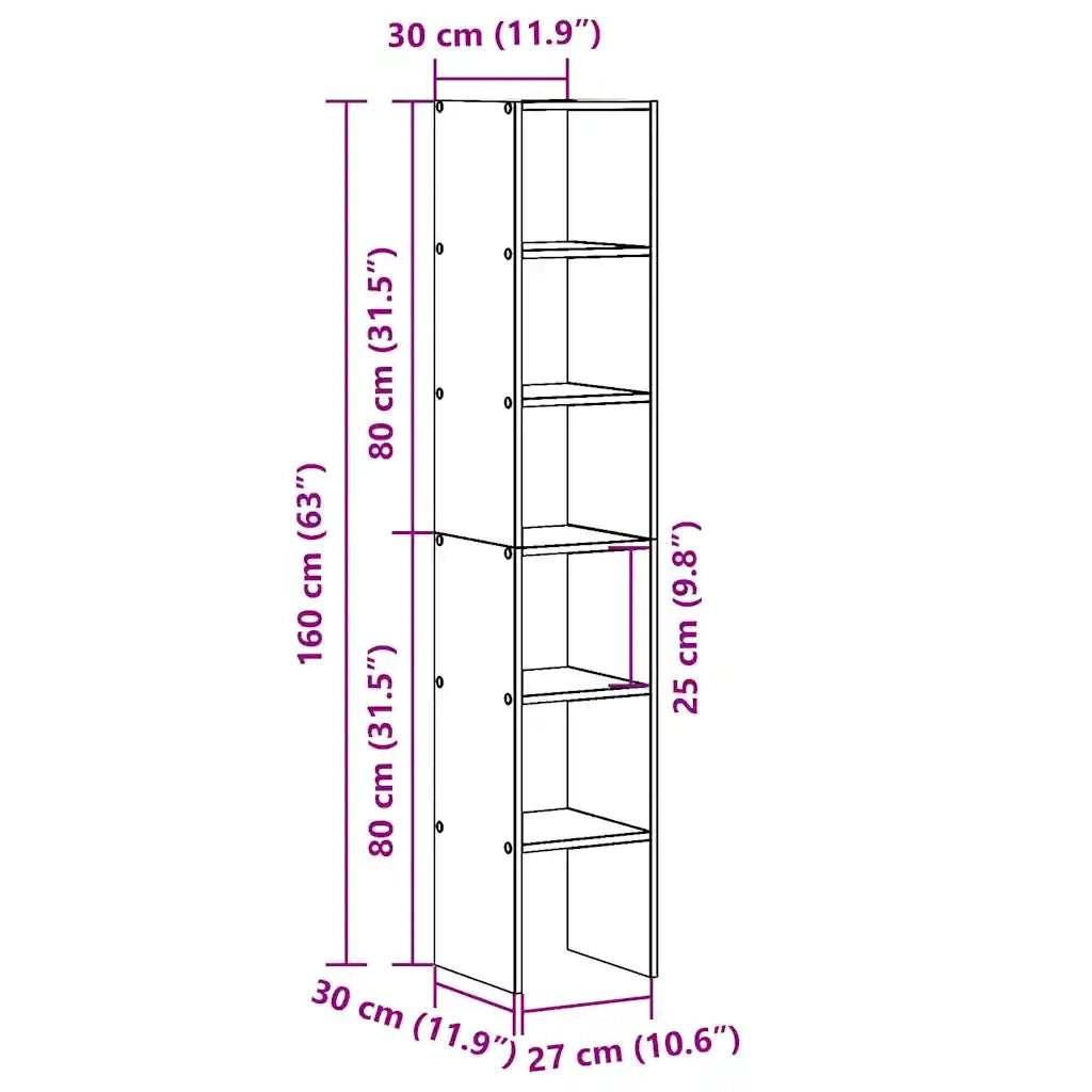 Librerie 2 pz Impilabili Legno Antico 30x30x80 cm in Truciolato 858818