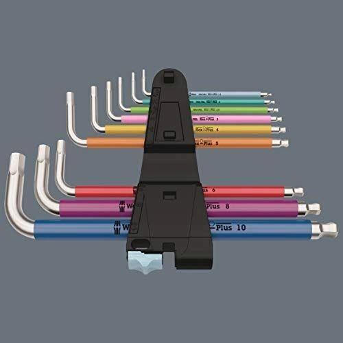 Wera 05001943001 Hex-Plus Multicolour Imperial Stainless 1 Chiave a L Acciaio Inox con Testa Sferica e Identificazione Cromatica colore Multicolore