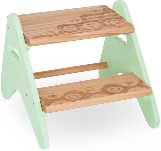 Stabile scala a due gradini per bambini, in legno, scala con 2 gradini, mobile per bambini, colore argento, per bagno, cucina, camera da letto dei bambini a partire dai 2 anni, piccola.