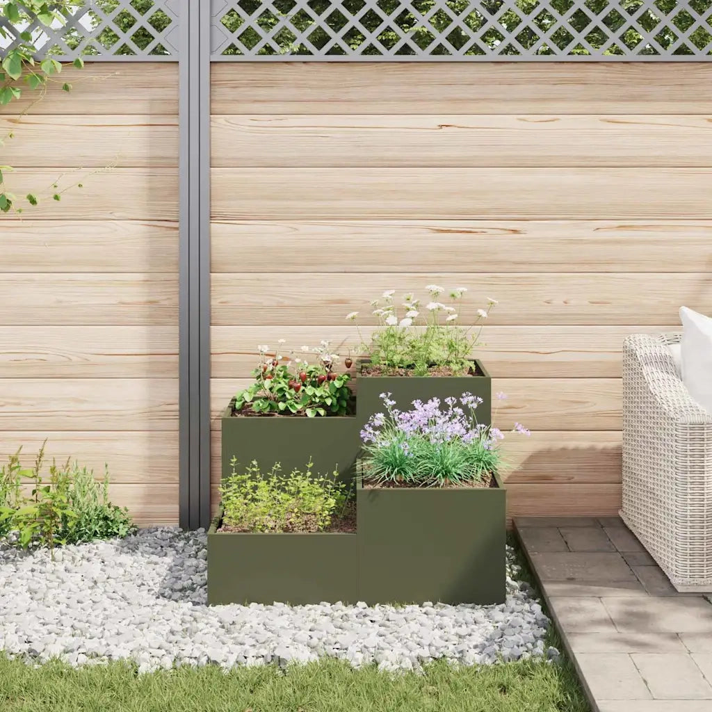 Fioriere | Cassetta per fiori | Vaso da giardino Oliver verde 80 x 80 x 60 cm Acciaio