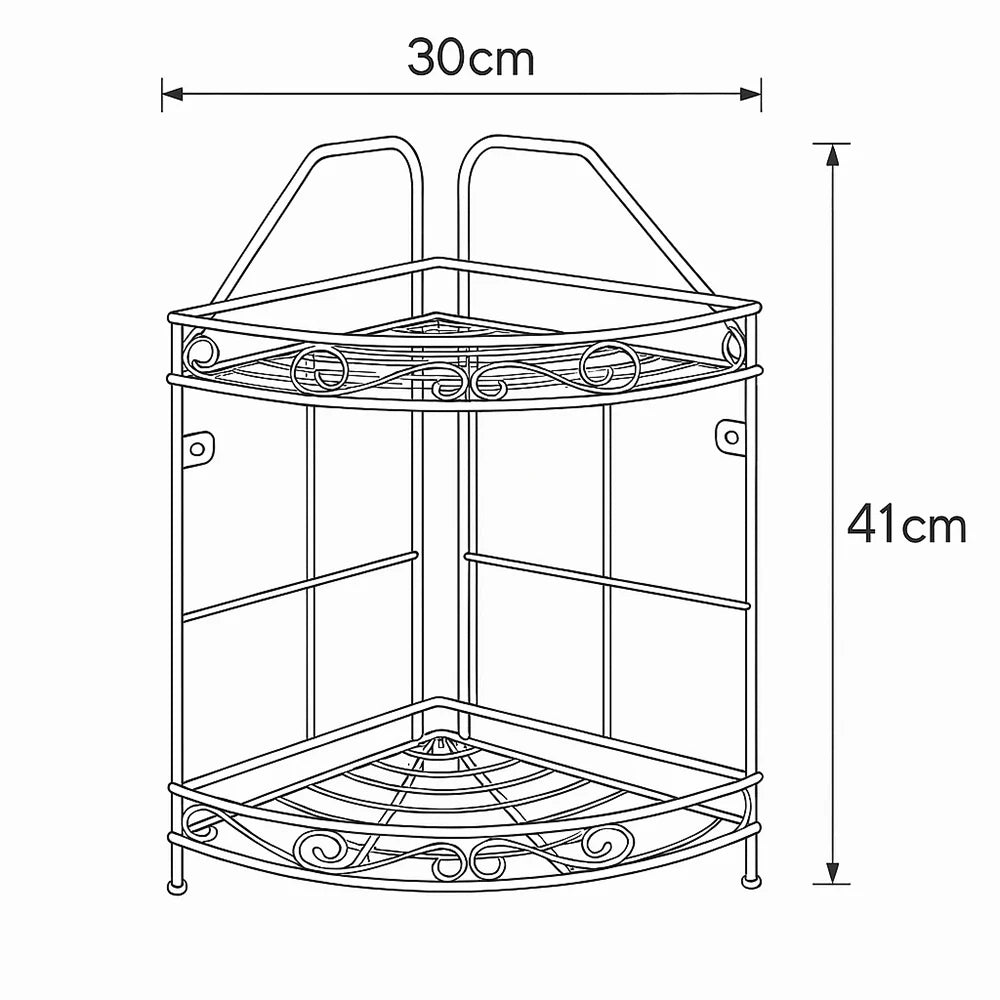 Scaffale Angolare 2 Mensole Portaoggetti Per Bagno e Doccia Sapone Shampo 52527