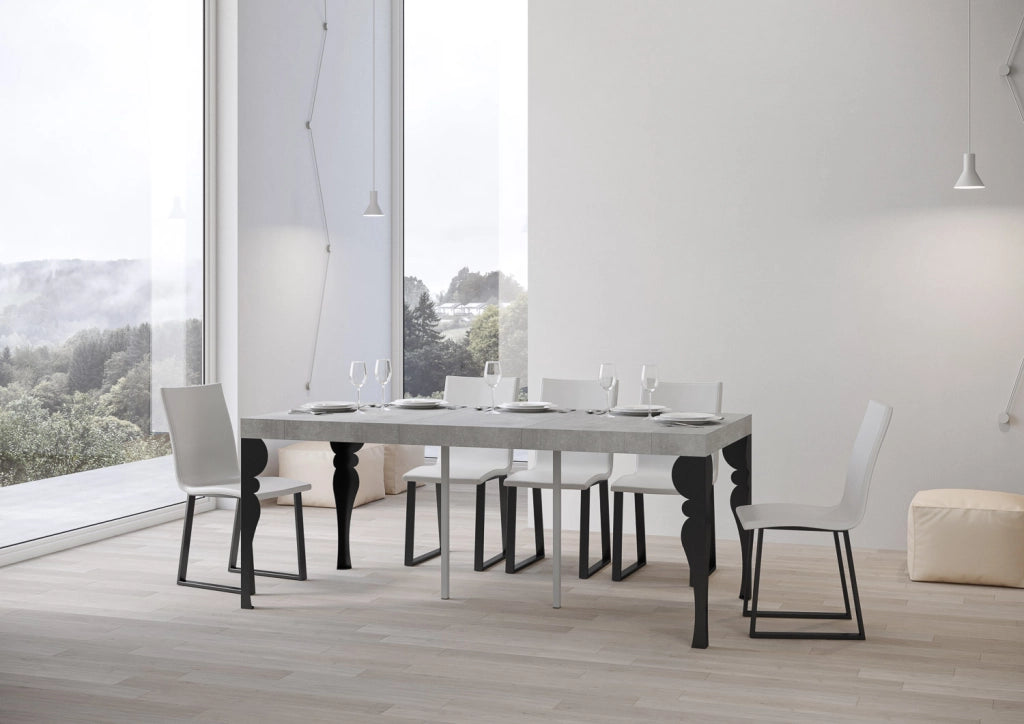 Consolle allungabile 90x40/300 cm Paxor Premium Cemento telaio Antracite