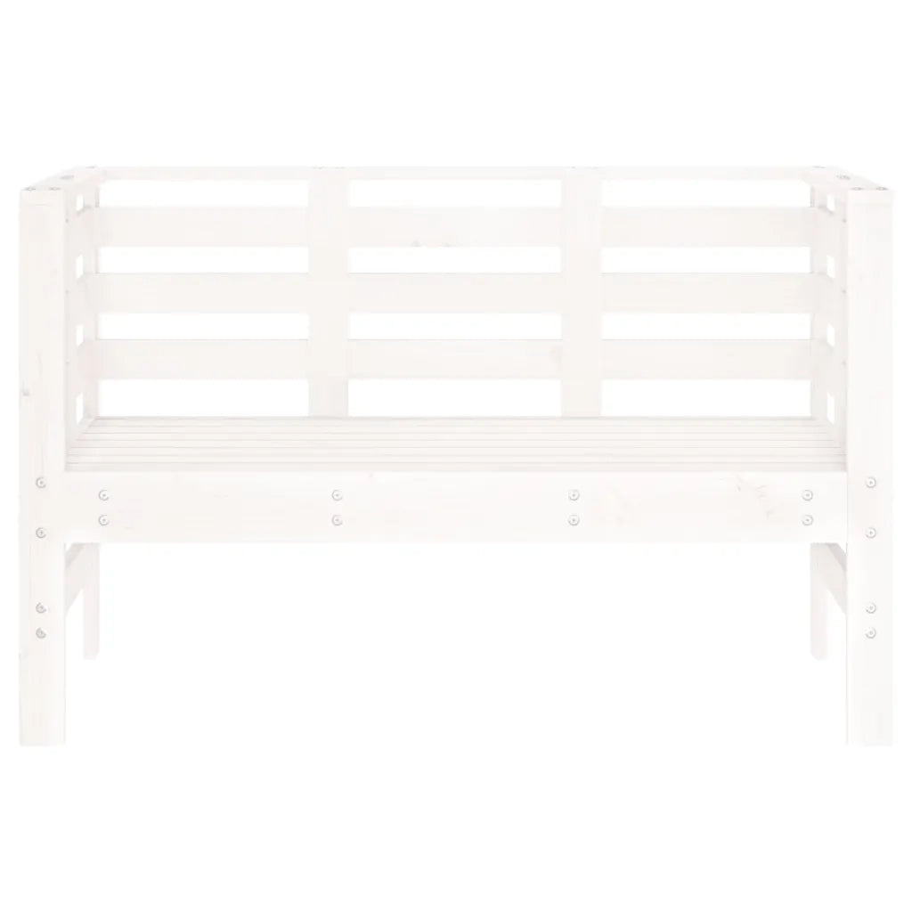 Panca da Giardino Bianca 111,5x53x71 cm Legno Massello di Pino 825136