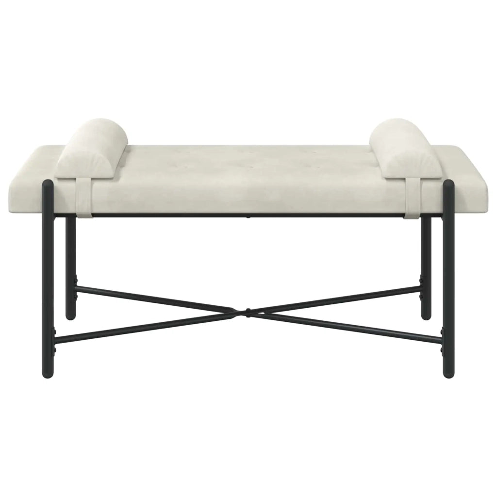 Panchina con bottoni e cuscini Crema 110 x 40 x 46 cm Velluto 42038393