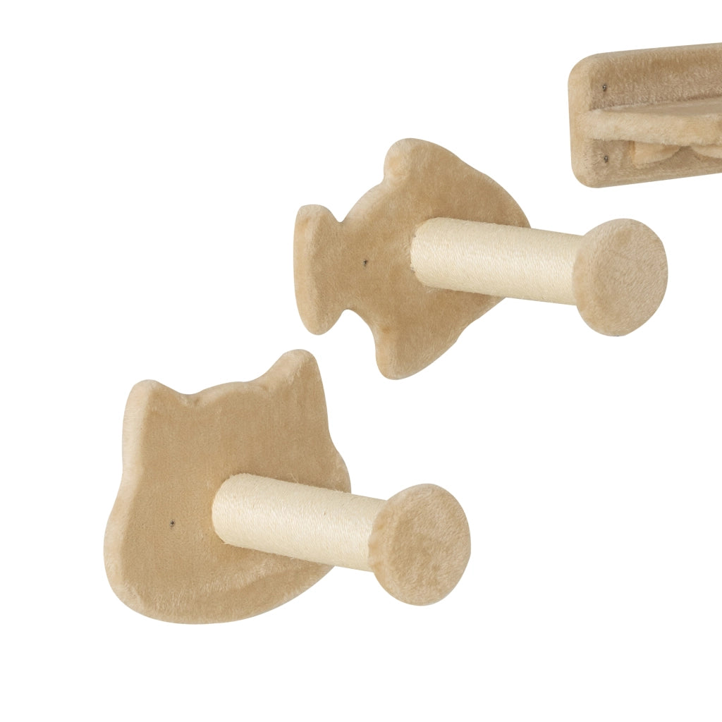 Tiragraffi per Gatti con 2 Posti in Sisal e 2 Piattaforme ¨C Zephmum ¨C Beige