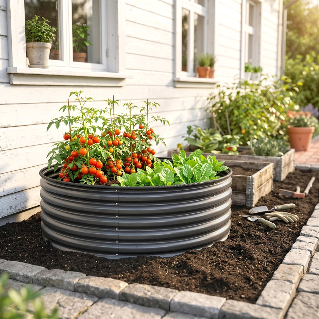 Vaso per piante in acciaio zincato ¨C zephmum ¨C grigio scuro 120x120x43 cm