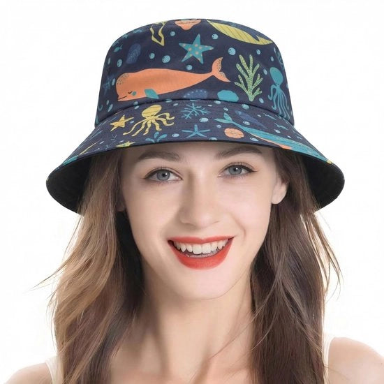 Cappello da pesca con stampa tribale - Canva - Stile moderno - Snapback - Per donne/uomini - Altezza bordo 7 cm - Altezza corona 12,5 cm - Cappello estivo