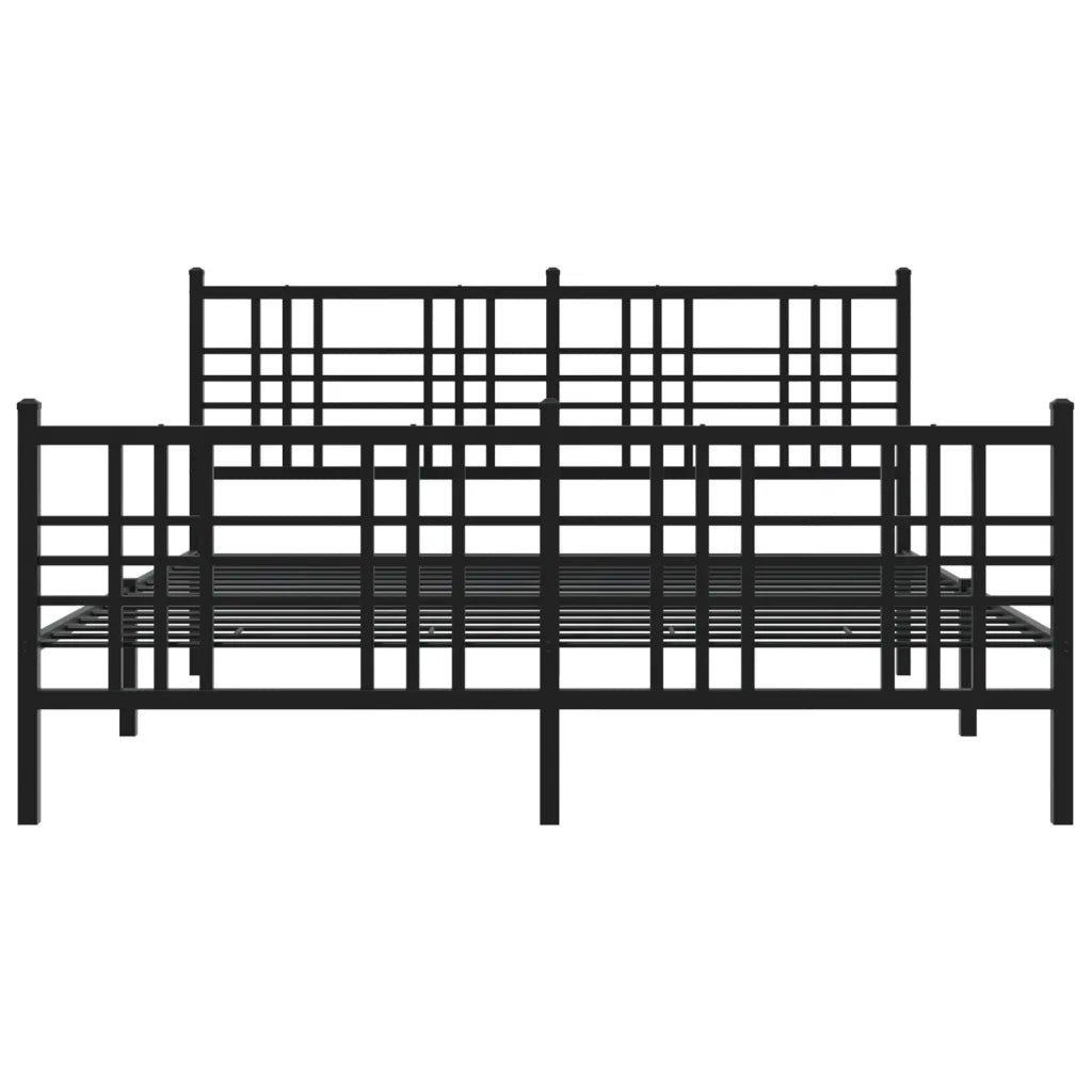 Giroletto con Testiera e Pediera Metallo Nero 150x200 cm 376344