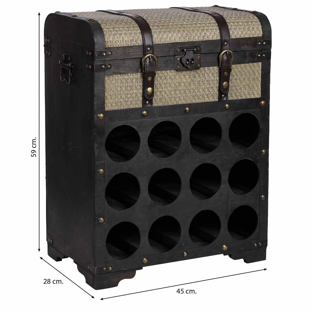 Baule portabottiglie in legno marrone 45x28x59h cm